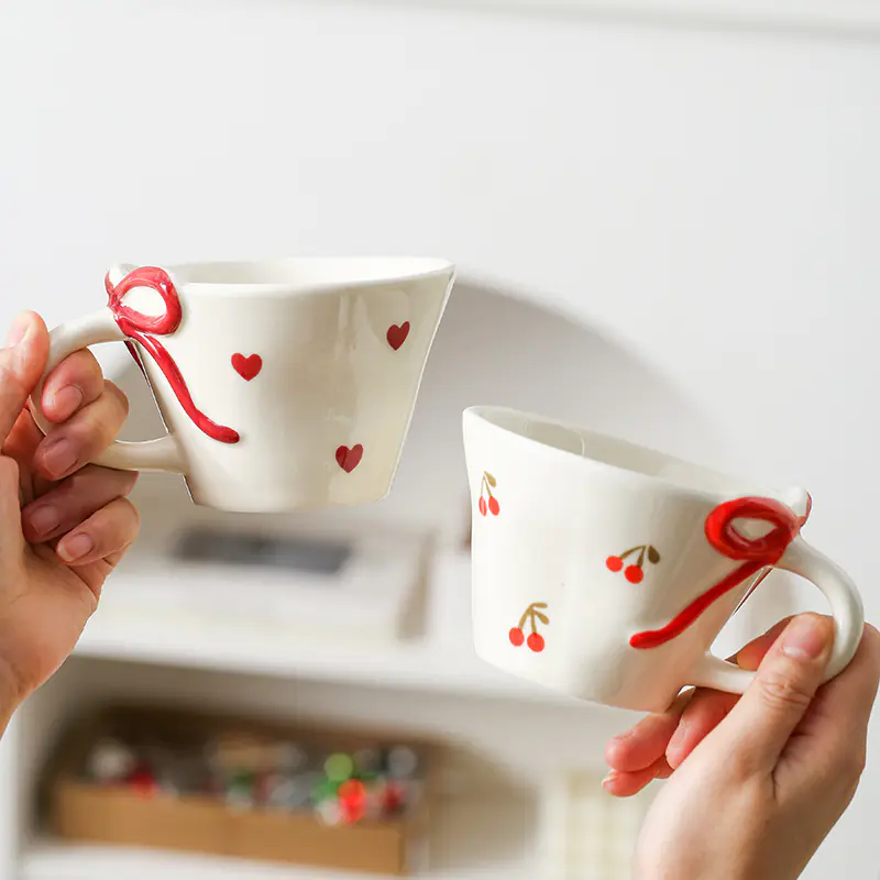 Wholesale 300ML Tapered Ceramic Bow Mug