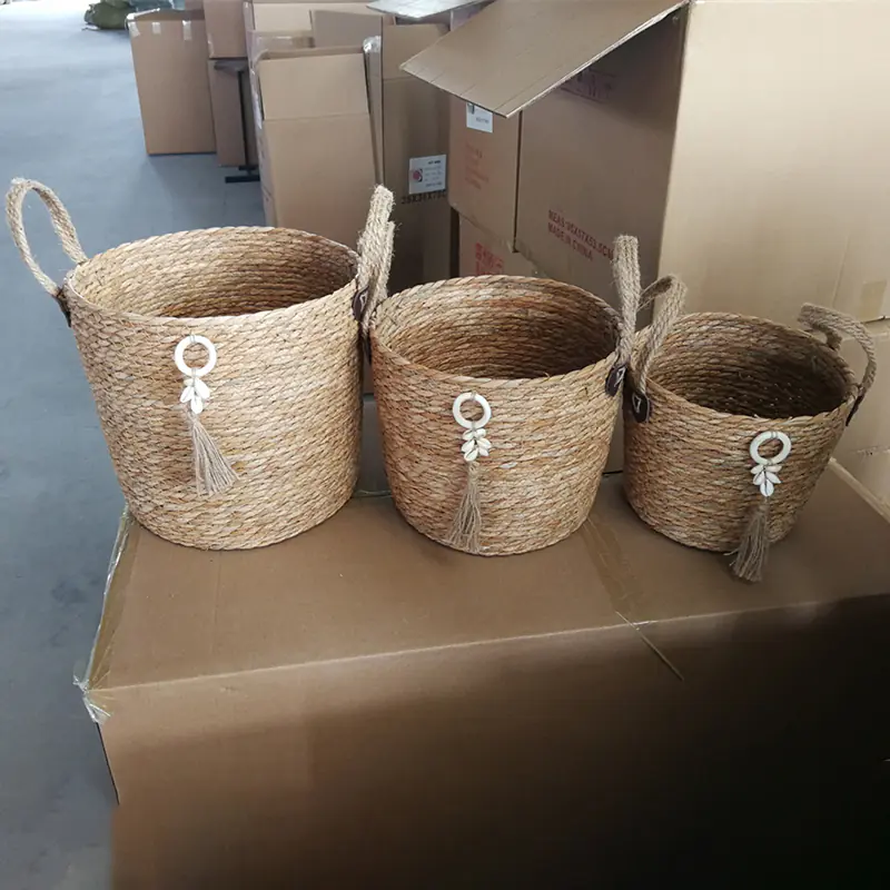 Wholesale 3Pcs/set Grass Woven Storage Basket