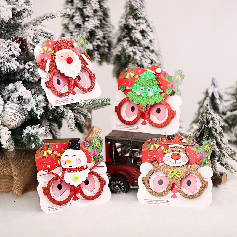 OEM hot Christmas plastic glasses frame Santa Claus Snowman costume party decoration