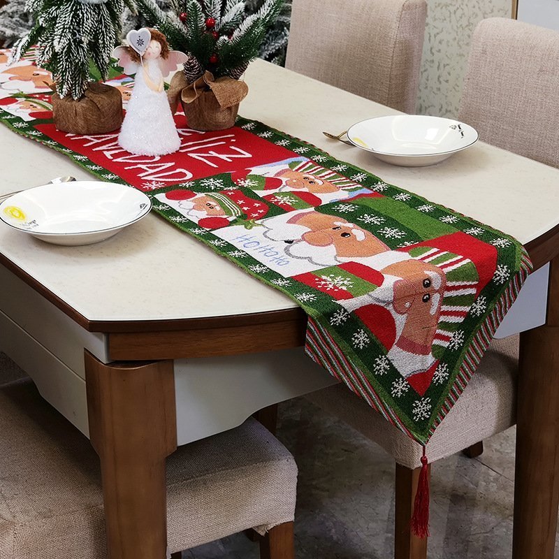 Christmas knitting table flag