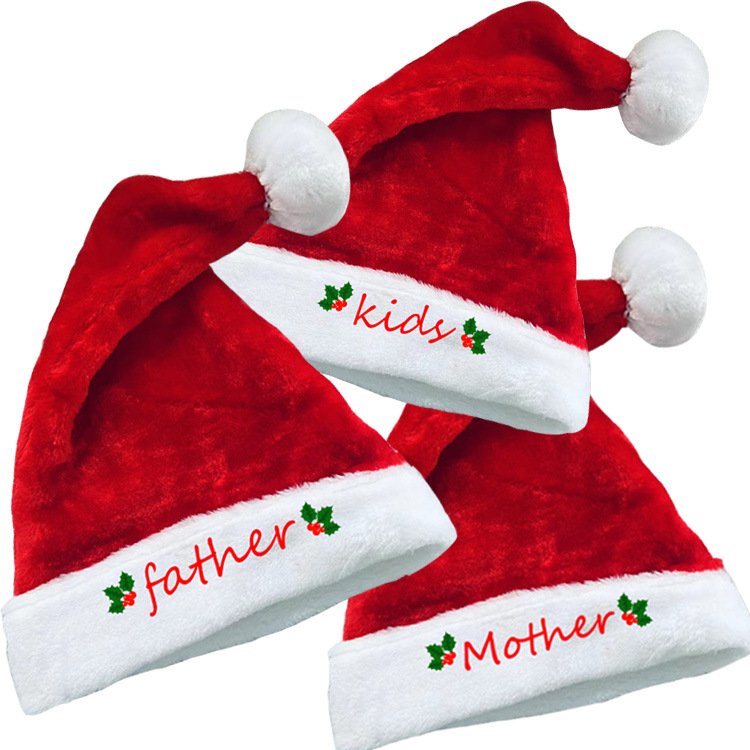 3 Pieces Family Christmas Santa Hats Buffalo Plaid Holiday Hat for Christmas Party Supplies - Image 2
