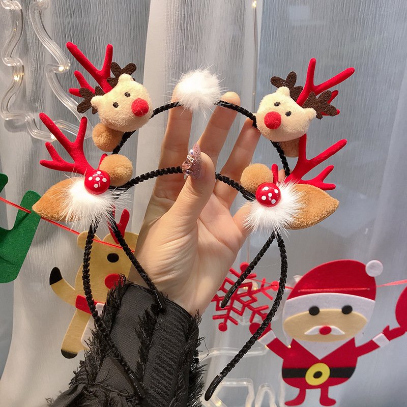 Christmas New reindeer deer Lady headband – Deer Christmas headband Antlers headband ears - Image 2