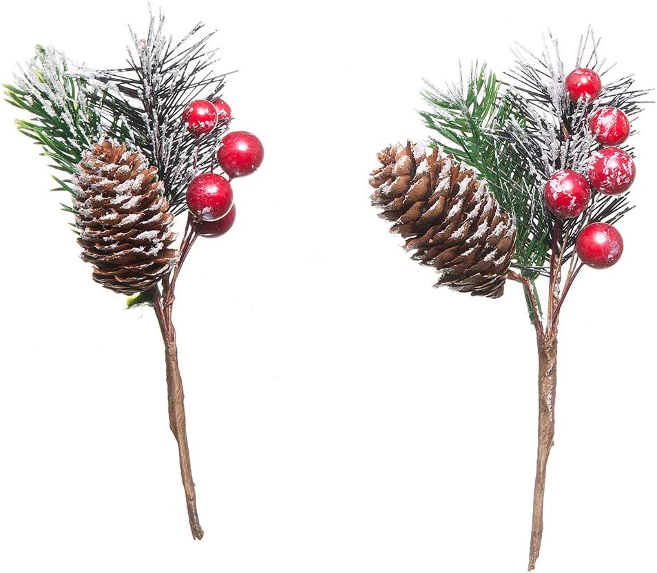Christmas picks with berry stems pinecones - Image 4