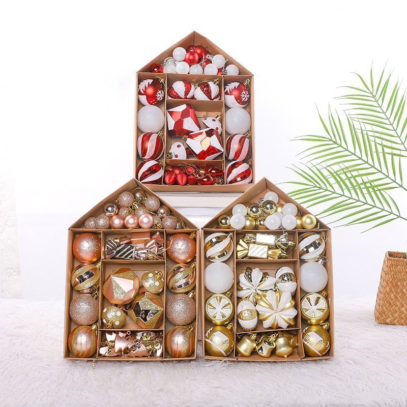 Newest Miniature Red Sliver and Gold Glass Ball Christmas Ornaments Set