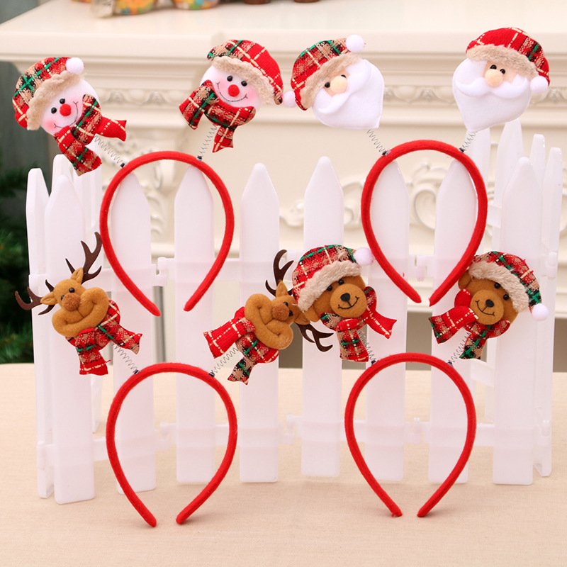 6 pieces of Christmas lighting headband reindeer horn Santa Claus hat head strap Christmas party gift decoration - Image 2