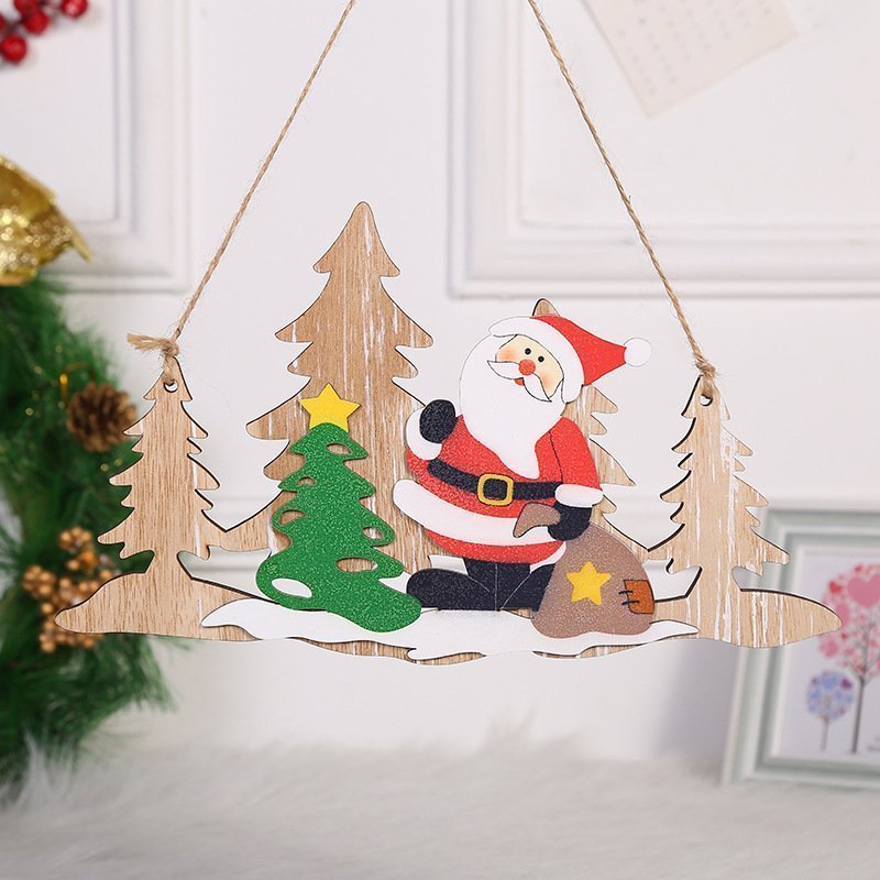 Christmas Ornaments Set Openwork Carving Pendant Tree Decorations DIY Crafts for Christmas Party New Year Gifts Stained Glass Cross