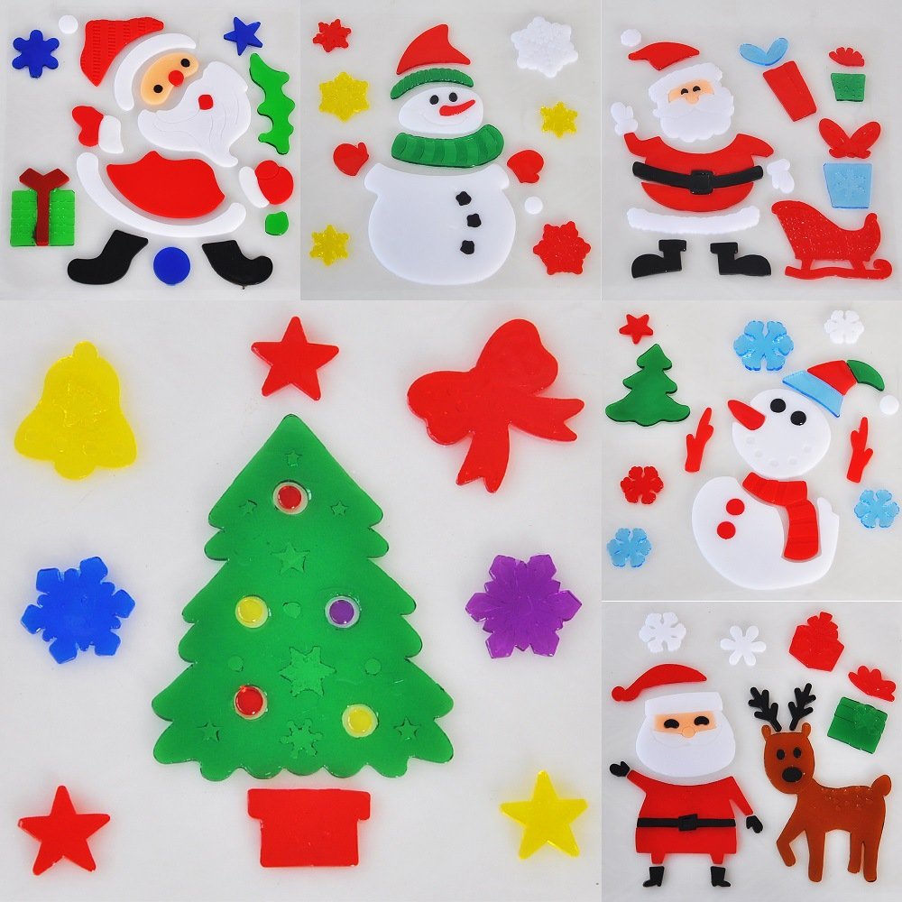 Winter Christmas Holiday Window Gel Clings