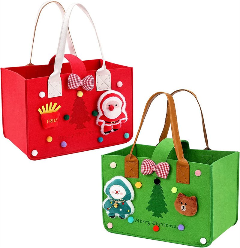 Christmas Gift Bags with Handles 2 Pack 11.8×7.8×7 Inch Reusable Large Storage Felt - Image 5