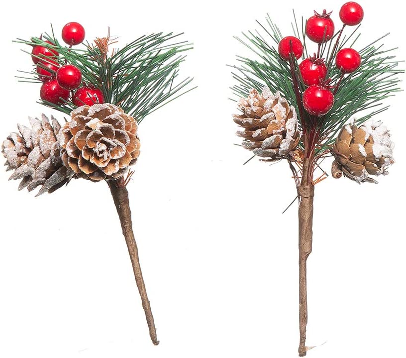 Christmas picks with berry stems pinecones - Image 6