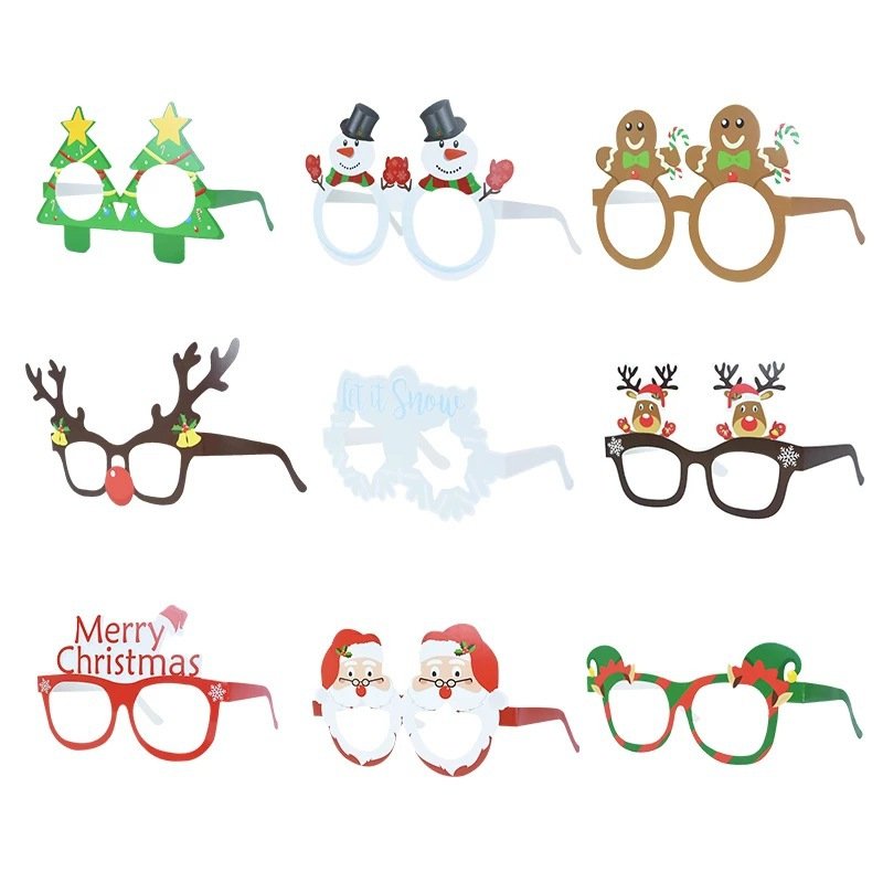 Factory Christmas party paper glasses frame Santa Claus Snowman costume party gift photo props - Image 2