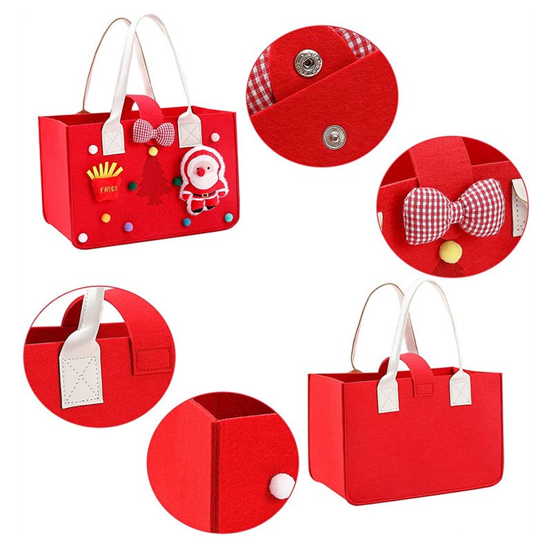 Christmas Gift Bags with Handles 2 Pack 11.8×7.8×7 Inch Reusable Large Storage Felt - Image 4