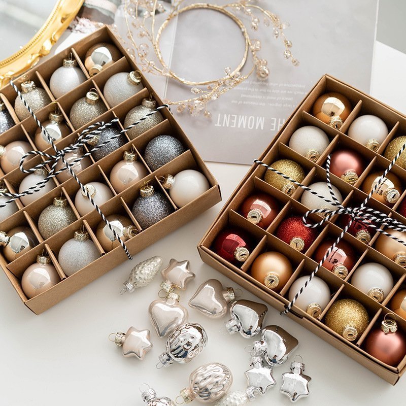 1 inch Colorful Glass Ball Christmas Ornaments Set of 25 Balls