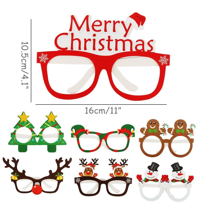 Factory Christmas party paper glasses frame Santa Claus Snowman costume party gift photo props