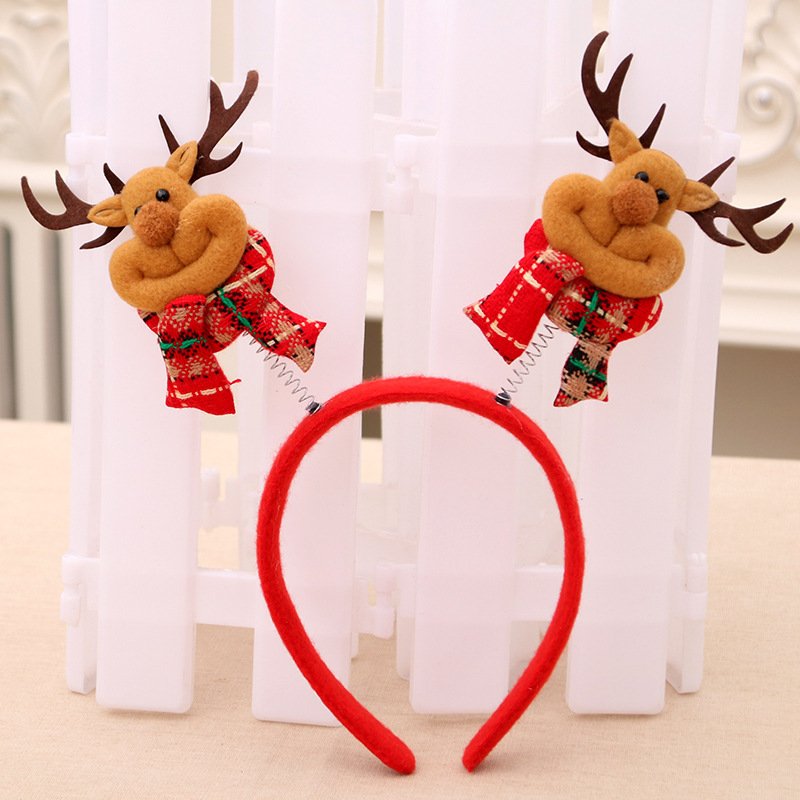 6 pieces of Christmas lighting headband reindeer horn Santa Claus hat head strap Christmas party gift decoration - Image 5