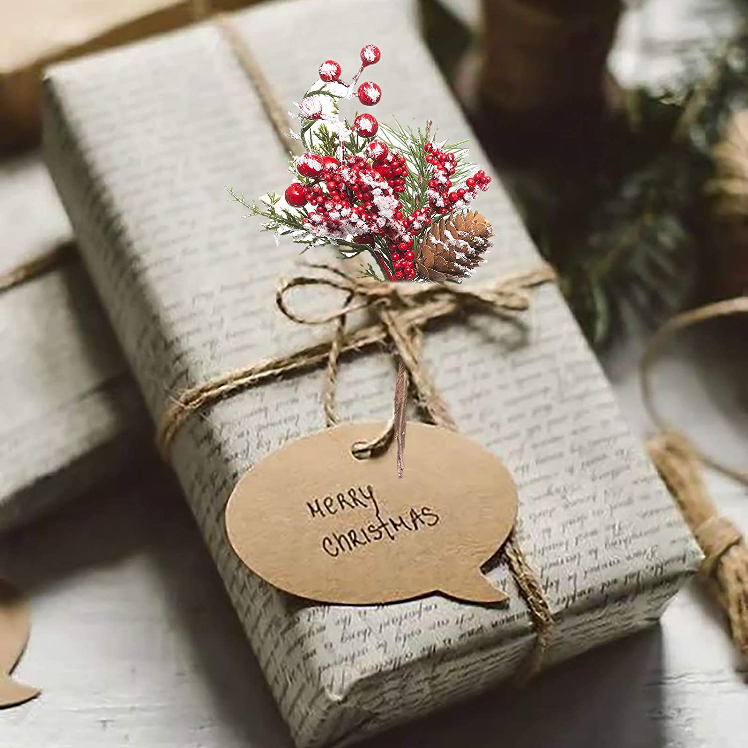 Christmas picks with berry stems pinecones - Image 3