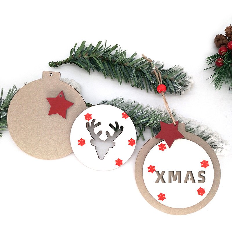 24 Pcs Christmas Tree Santa Ornaments Decorations, Joy Wooden Hanging Ornaments, Peppermint Xmas Hanging Sign with Ropes - Image 2