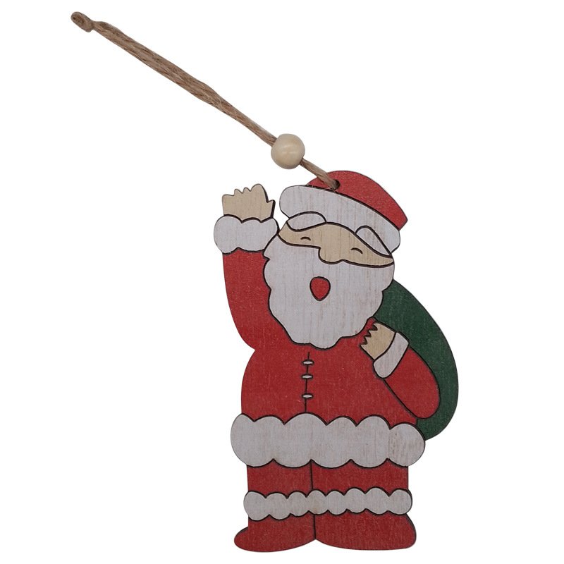24 Pcs Christmas Tree Santa Ornaments Decorations, Joy Wooden Hanging Ornaments, Peppermint Xmas Hanging Sign with Ropes - Image 3