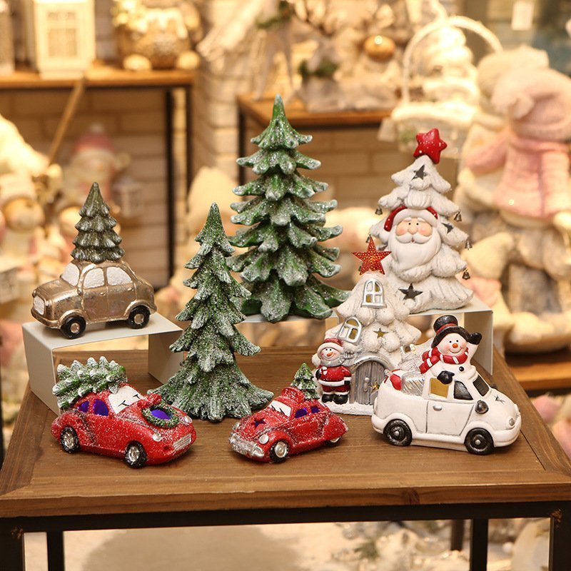 Christmas tree cabin ceramic ornaments