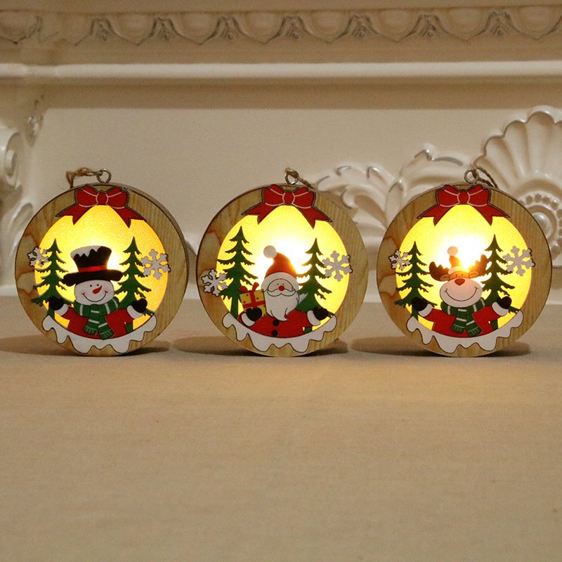 LED Light Up Christmas Wooden Ornaments - Image 3
