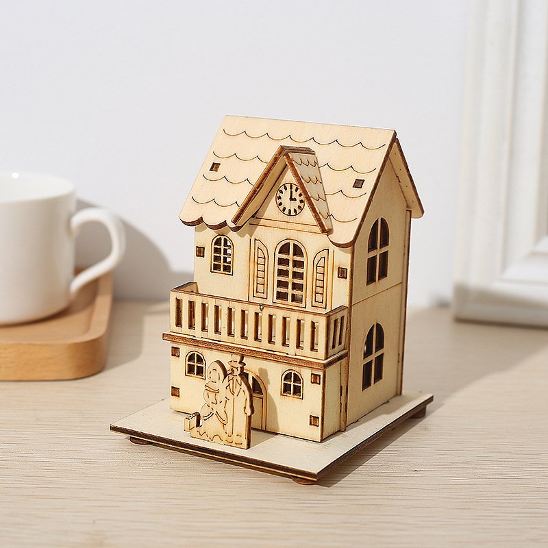Manufacturer new trend wood village house Christmas style decoration - Image 4