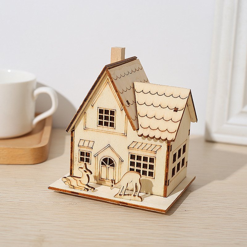 Manufacturer new trend wood village house Christmas style decoration - Image 3