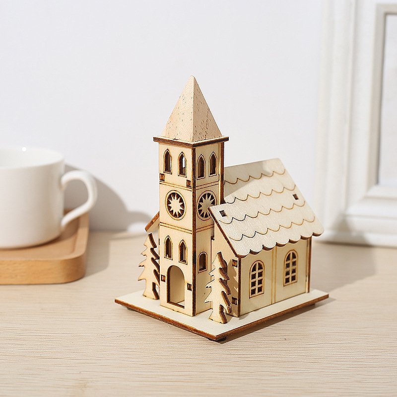Manufacturer new trend wood village house Christmas style decoration - Image 2
