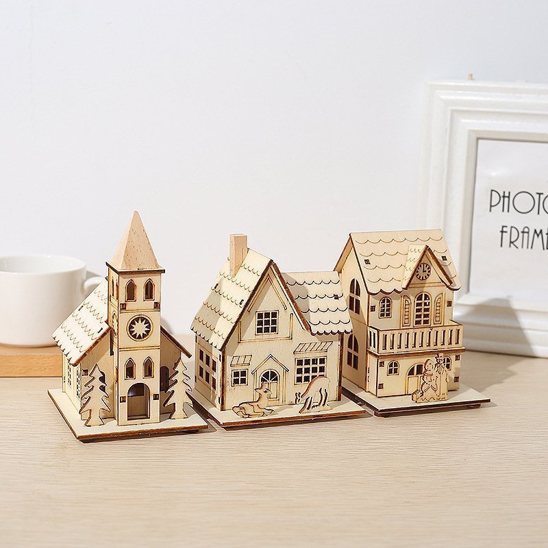 Manufacturer new trend wood village house Christmas style decoration