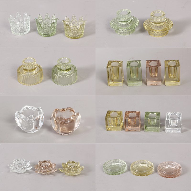 Christmas Colorful Glass Candlestick Holders Tealight Candle Holders for Table Centerpieces