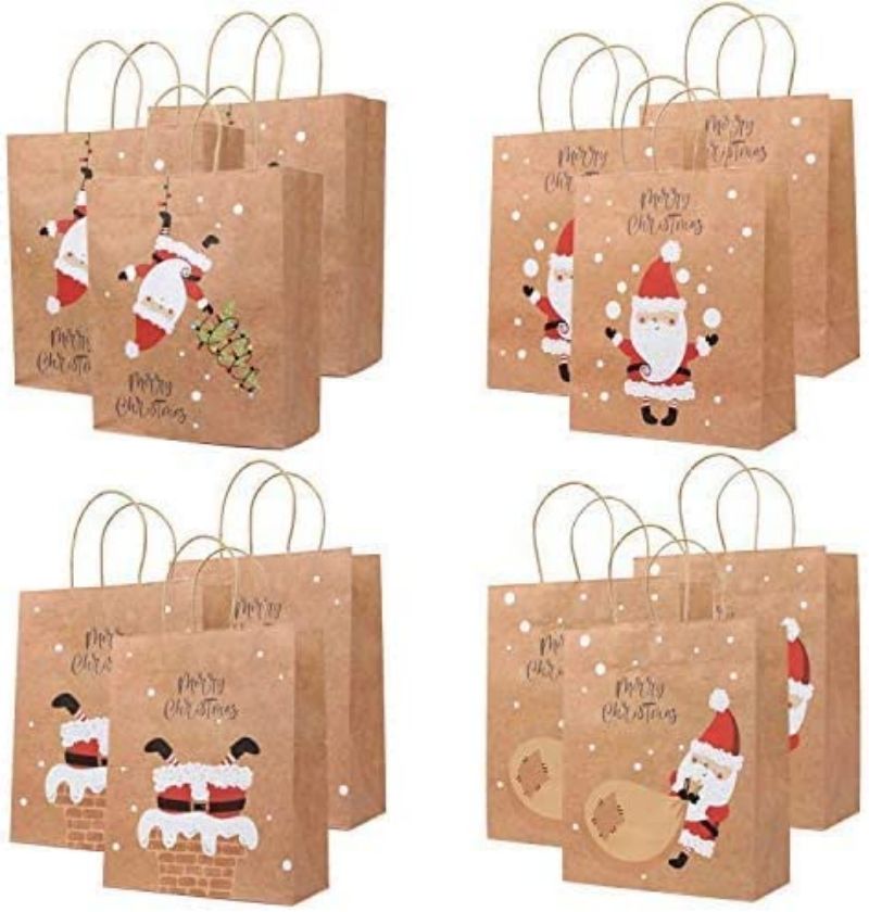 12pcs Kraft Santa Christmas Gift Bags Christmas Gift Bags Assortment - Image 2