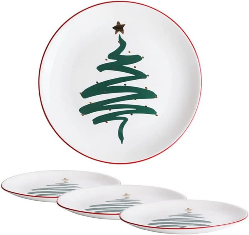 Whosale Christmas Dinner Plates Set of 4 Ceramic Party Dessert