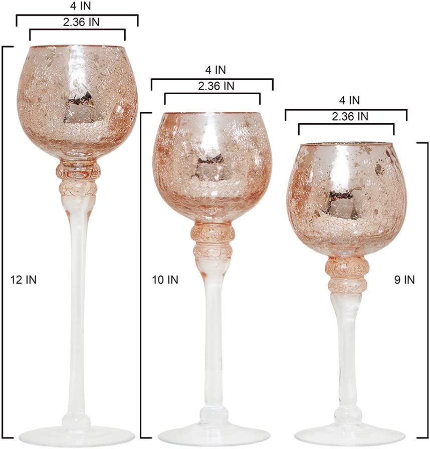 Whosale Set of 3 Xmas Candle Holders Crackle Glass Tealight with Various Color - Image 4
