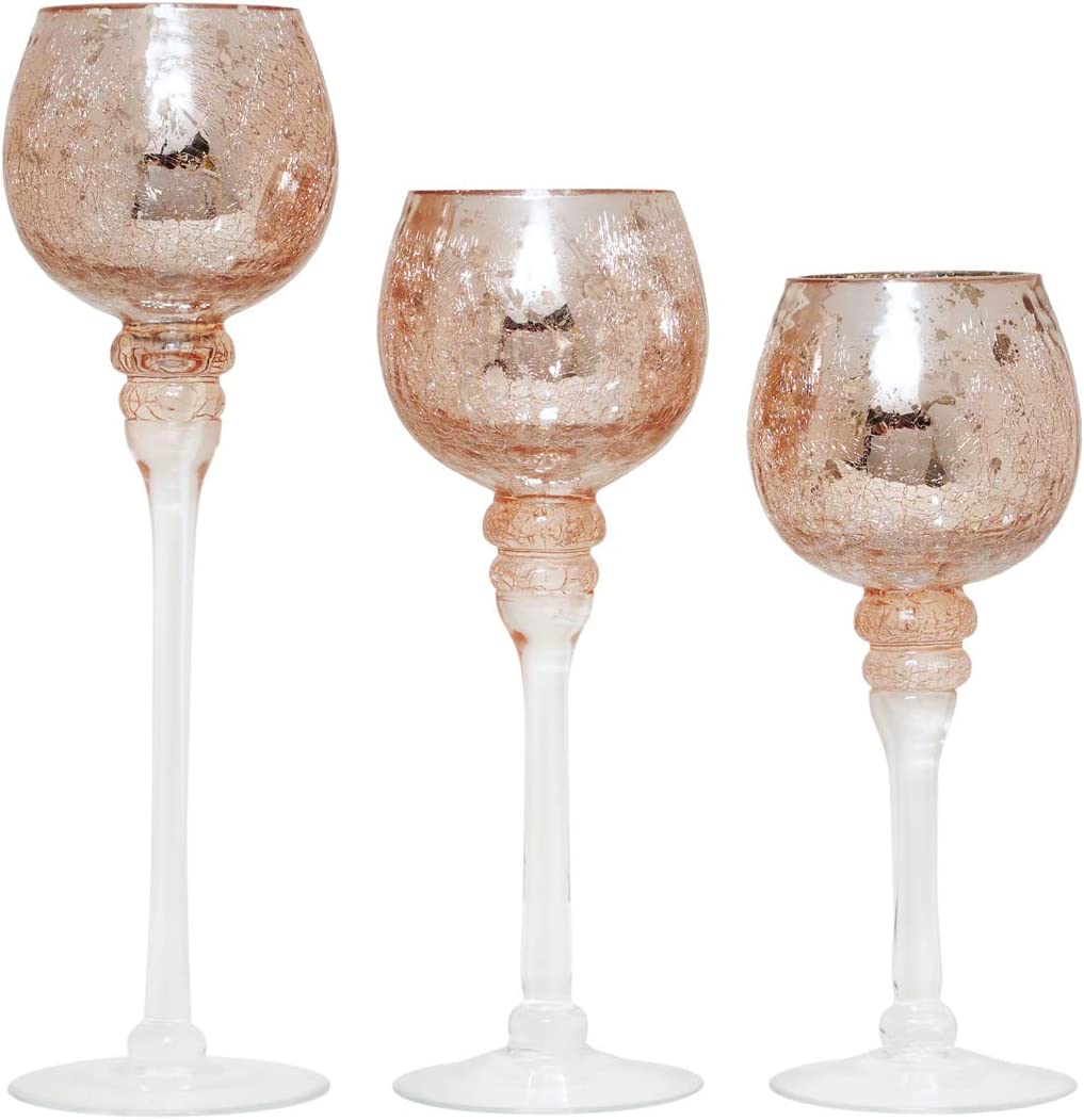 Whosale Set of 3 Xmas Candle Holders Crackle Glass Tealight with Various Color - Image 3