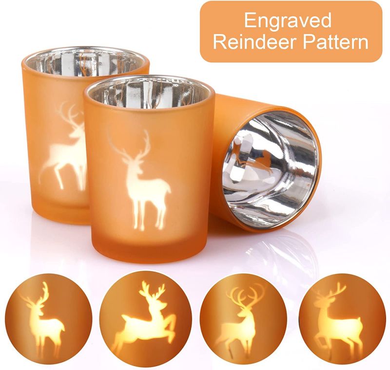 ODM Amber Glass Tea Light Holder Christmas Candle Holders for Table Centerpieces - Image 4