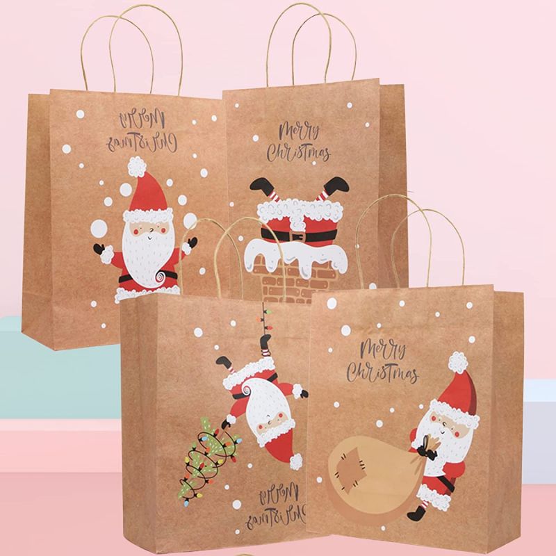 12pcs Kraft Santa Christmas Gift Bags Christmas Gift Bags Assortment - Image 3