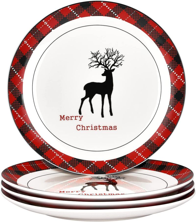 New Released Christmas Dinner Plates Set of 4 Ceramic Party Dessert - Image 7