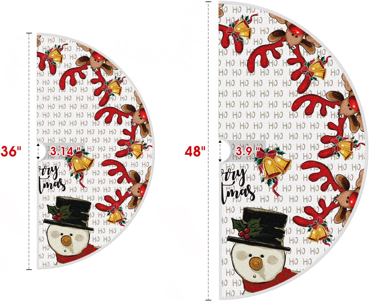 ODM High Quality 48 Inches Santa Claus Snowman Reindeer Christmas Tree Skirts