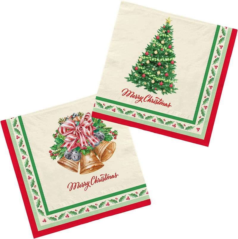 Hot Selling 50 Pack Christmas Guest Napkins 3 Ply Disposable Hand Towel for Party