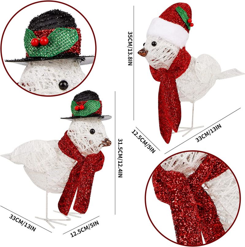 Hot Selling 2 Pack Table Decorations Christmas Lighted Dove Birds - Image 2