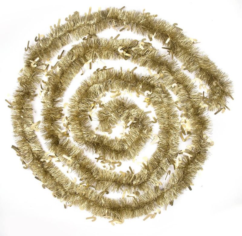 New Arrival 20ft Classic Christmas Tinsel Gold Garland Hanging Tinsel Ornaments
