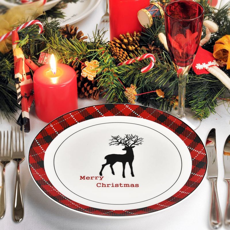 New Released Christmas Dinner Plates Set of 4 Ceramic Party Dessert - Image 2