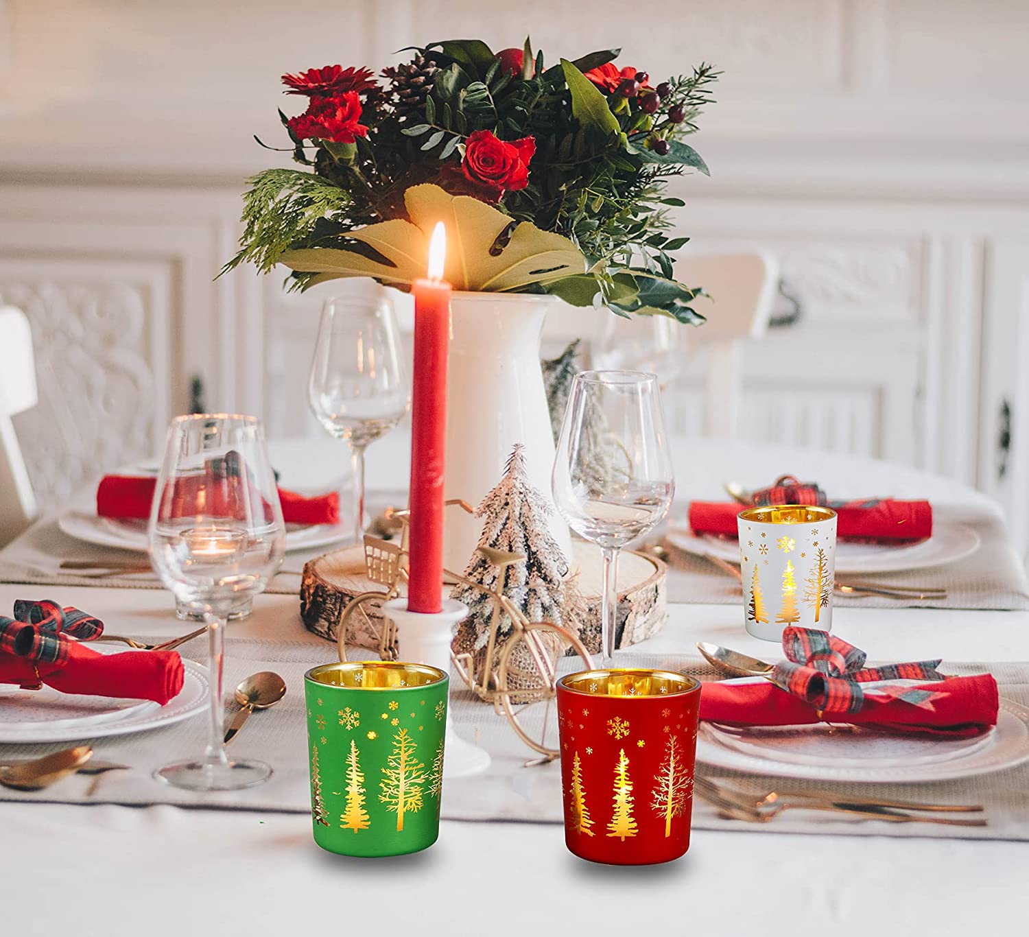 ODM Xmas Candle Holders Assorted Color Mercury Glass Votive