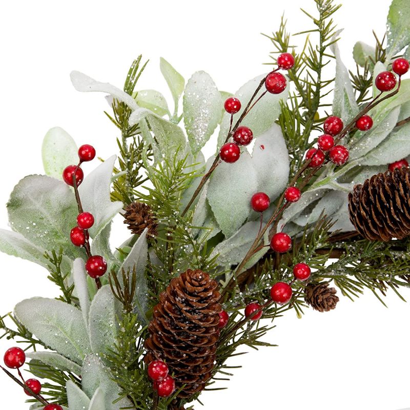 Hot Selling 20 Inch Artificial Christmas Wreath for Front Door Winter Wreath - Image 4