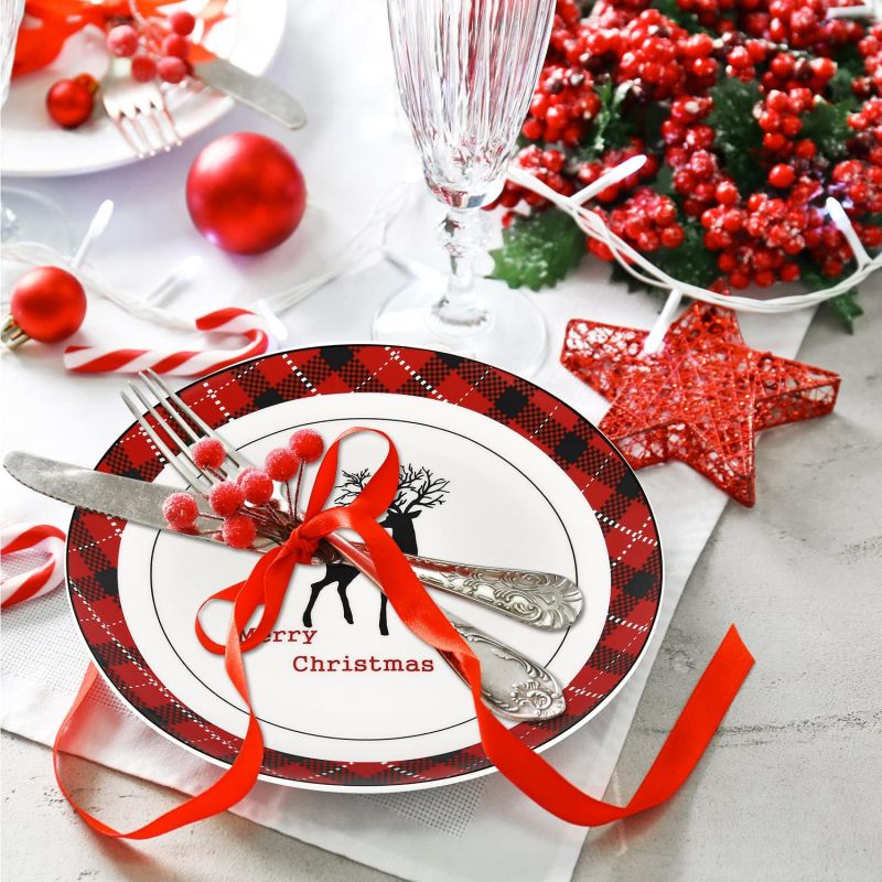 New Released Christmas Dinner Plates Set of 4 Ceramic Party Dessert - Image 5