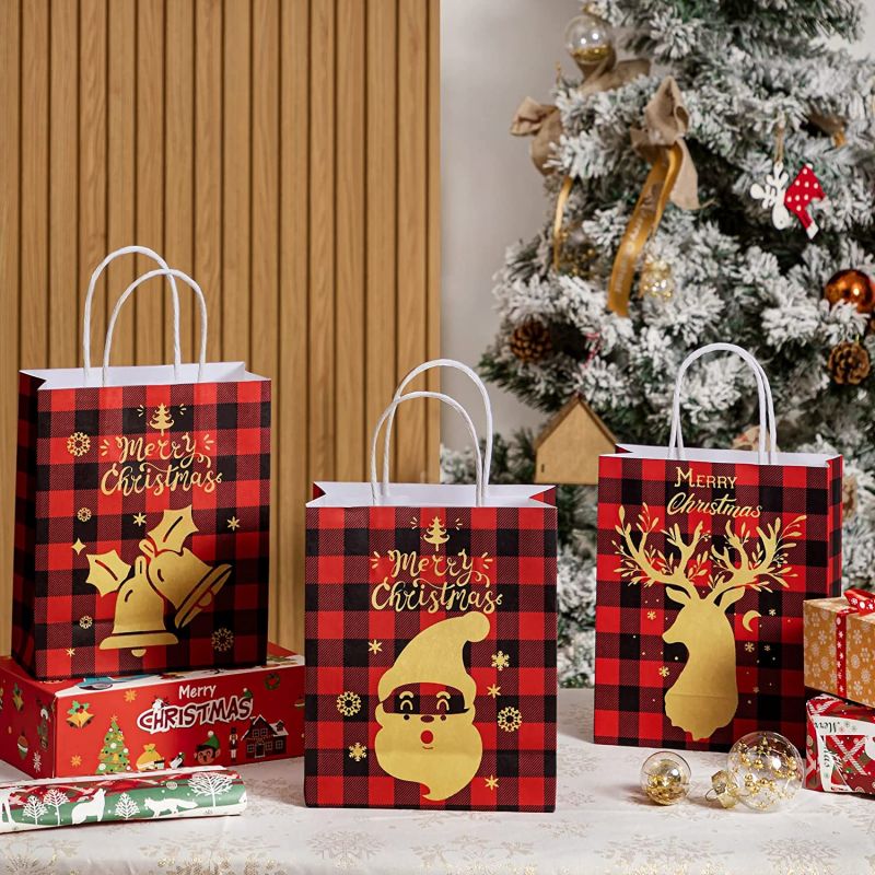 Wholesale 24pcs Reusable Christmas Gift Bags Assortment with Festival Design - Image 5