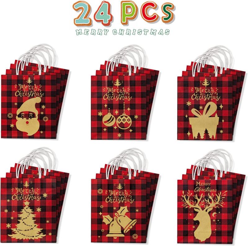 Wholesale 24pcs Reusable Christmas Gift Bags Assortment with Festival Design - Image 6