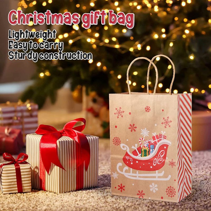 New Arrival 24pcs Kraft Christmas Gift Bags Assortment with Festival Design - Image 2