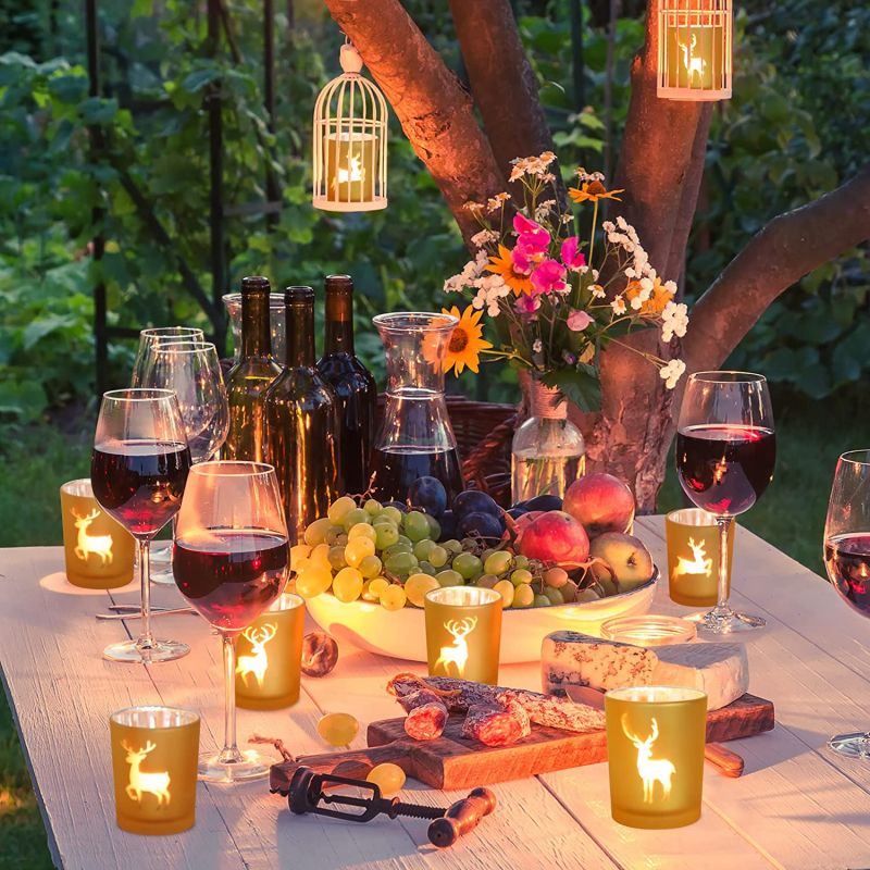ODM Amber Glass Tea Light Holder Christmas Candle Holders for Table Centerpieces - Image 6