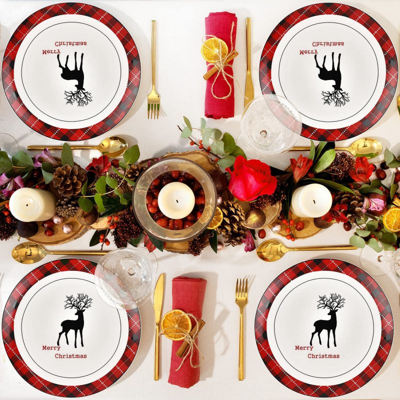 New Released Christmas Dinner Plates Set of 4 Ceramic Party Dessert - Image 6