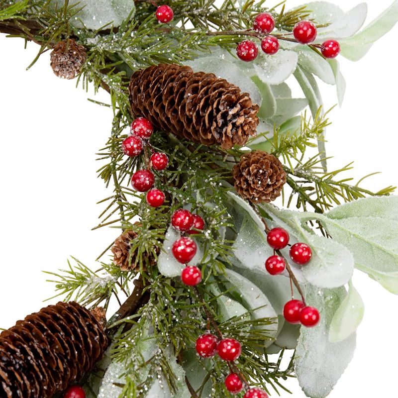 Hot Selling 20 Inch Artificial Christmas Wreath for Front Door Winter Wreath - Image 5