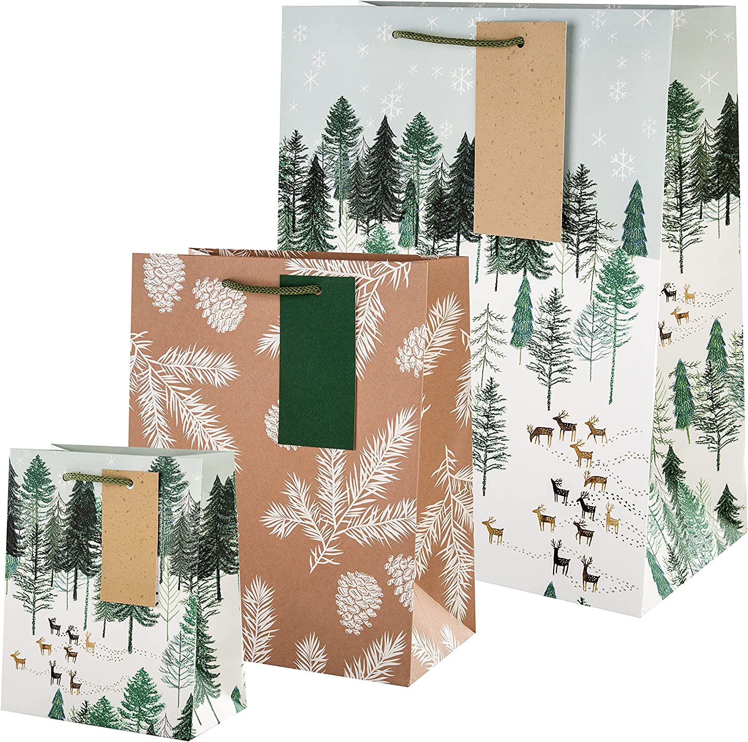 China Supply Set of 3 Large Christmas Gift Bag Assortment with Festival Design
